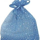 Săculeț din organza albastru deschis cu sclipici