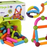 Set mare de cuburi magnetice în cutie de depozitare, 64 de piese