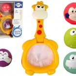 Jucărie mini baschet girafă din cauciuc cu mingi pentru baie