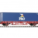 Vagon platformă PIKO Lgs579 cu container P&O de 40 ft, DB AG, H0 (epoca V)