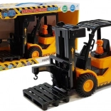 Stivuitor pentru copii cu furci mobile, lumini și sunete – portocaliu