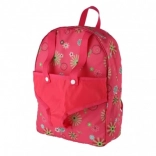 Rucsac roz cu suport pentru păpușă cu model floral