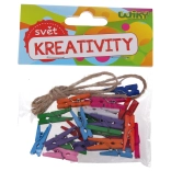 Clemă mini colorate 2,5 cm cu sfoară, 25 buc.