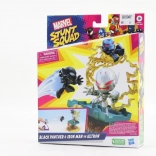 figurină marvel stunt squad — iron man, black panther și ultron