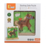 VIGA cuburi de înșirat – animale domestice (9 cuburi)