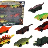 Mașinuțe colorate în formă de dinozauri - set de 8 bucăți