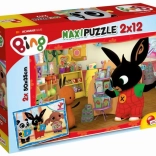 Puzzle cu Bing - 2x12 piese: La școală