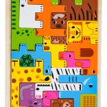 Set de puzzle-uri cu animale din lemn pentru copii