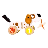 Câine de jucărie din lemn de tras pentru copii