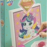 pictură cu diamante pe ramă unicorn 15 × 15 cm