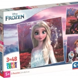 Puzzle 3×48 piese DISNEY FROZEN – set de puzzle-uri pătrate