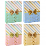 Pungă mare de cadou cu fundă aurie