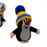 Cârtița cu căciulă albastru‑galbenă pluș 15 cm