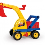 Excavator de jucărie din plastic, 35 cm, cu figurină șofer