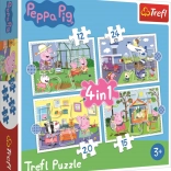 Puzzle 4v1 Purcelușul Peppa pentru copii 3+