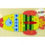 Puzzle din lemn rachetă cu numere