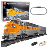 Set de construit tren RC gri-galben cu 1751 piese, cu telecomandă și șine