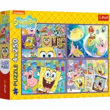 Puzzle 4x250 Lumea nebună a lui Sponge Bob