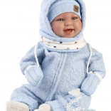 Păpușă realistă bebeluș cu sunete și corp moale textil 44 cm