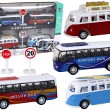Set de jucării: rulote și autobuze cu mecanism inerțial 1:87, 4 buc.