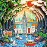 Puzzle Trefl Artă din hârtie: Londra 1000 piese