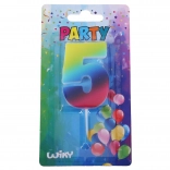 Lumânare de petrecere numărul 5 curcubeu