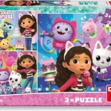 Puzzle pentru copii Căsuța magică a lui Gábi: Sărbătoare 3x55 piese
