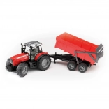 Bruder tractor MASSEY FERGUSON cu remorcă basculantă, roșu