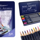 Set de 12 creioane acuarelă într-o carcasă metalică