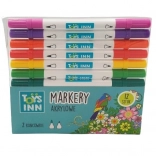 Markere acrilice cu două vârfuri, set de 12