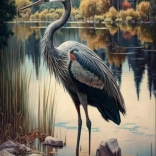 Pictură cu diamante Cocor pe lac 30 × 40 cm