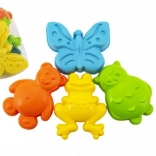 forme din plastic pentru nisip animale, set 4 bucăți în plasă