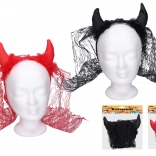 Coarne de diavol cu voal pe bentiță, negre