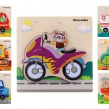 puzzle din lemn cu mijloace de transport