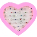 Inele extensibile pentru copii cu pietricele, 36 buc.