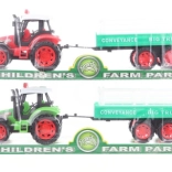 Tractor din plastic cu volant de inerție și remorcă 32 cm