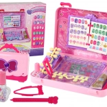 Troler roz roz pentru manichiură pentru copii cu autocolante și tipsuri