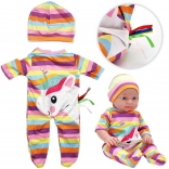 Set regal Woopie de hăinuțe pentru păpușă unicorn – body și căciuliță 43–46 cm