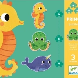 DJECO Puzzle În mare 3‑în‑1 (4, 6, 9 piese)