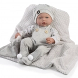 Păpușă realistă bebeluș Liam cu sunete și corp moale - 38 cm