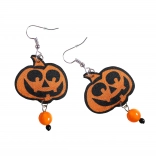 Cercei dovleac de Halloween cu perlă portocalie