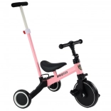 Bicicletă cu trei roți cu mâner roz