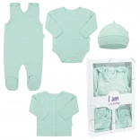 Set nou-născut pentru maternitate, 4 piese, NEW BABY I AM, mentă, măr. 62 (3–6 luni)