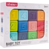 Set de cuburi senzoriale din cauciuc cu activități matematice (12 buc.)