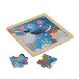 Puzzle din lemn Fisher-Price – ocean, 9 piese