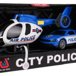 Set de poliție: elicopter și mașină cu lumini și sunete