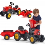 Tractor cu pedale pentru copii FALK Red Supercharger cu remorcă detașabilă