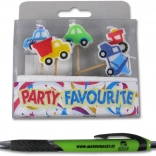 Lumânări decorative în formă de mașinuțe colorate