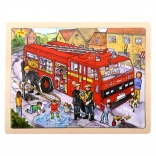 Bigjigs Toys puzzle din lemn Pompieri 24 de piese