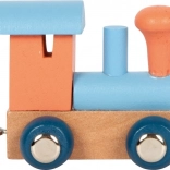 Locomotivă portocalie cu litere polare